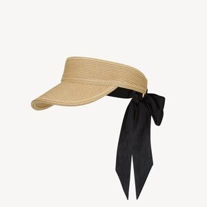Saint Laurent Visor in Straw with Scarf, Ivory and Black